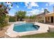 Beautiful backyard pool surrounded by lush greenery and a spacious patio for outdoor enjoyment at 420 N Leoma Ln, Chandler, AZ 85225