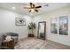 Bedroom with neutral walls, ceiling fan, and natural light at 6725 E Kings Ave, Scottsdale, AZ 85254