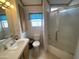 Functional bathroom with a toilet, a single sink vanity, and a glass-enclosed shower for convenience at 1226 S Seneca Dr, Apache Junction, AZ 85119