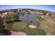 Scenic aerial shot of the golf course with green and palm trees in a beautiful neighborhood at 1395 E Runaway Bay Dr, Chandler, AZ 85249
