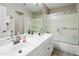 Bathroom featuring double sinks, granite counters, walk-in shower and modern finishes at 3126 W Stephens Pl, Chandler, AZ 85226