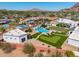 Overhead view of backyard with a pool, putting green, oversized chess, and outbuilding at 5404 N 41St St, Phoenix, AZ 85018