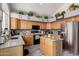 Bright kitchen with wooden cabinets and gray backsplash at 7460 E Kiowa Ave, Mesa, AZ 85209