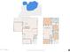 Detailed floor plan featuring a pool, a kitchen, Gathering room, bedrooms, bathrooms, a garage, and other rooms at 16206 W Cocopah St, Goodyear, AZ 85338