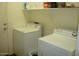 Functional laundry room with a washing machine, dryer, and storage shelves at 18599 W Illini St, Goodyear, AZ 85338