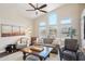 Comfortable living room featuring high ceilings, large windows, and stylish decor at 11255 S San Adrian Ln, Goodyear, AZ 85338