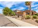 Street view of a stucco house with desert landscaping, a driveway, and palm trees at 1173 E Daisy Way, San Tan Valley, AZ 85143