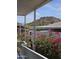Neighborhood view showing flowering shrubs, surrounding homes, and the mountain in the background at 2233 E Behrend Dr # 203, Phoenix, AZ 85024