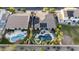 Aerial view of a landscaped backyard featuring a pool and spa, showcasing the home's outdoor living space at 2991 E Fandango Dr, Gilbert, AZ 85298