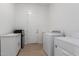 Functional laundry room featuring modern appliances, storage cabinets, and access to the outside at 3856 E Shannon St, Gilbert, AZ 85295