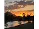 Scenic sunset view over the lake with palm trees in this lovely neighborhood, near a mountain at 5154 N 83Rd St, Scottsdale, AZ 85250