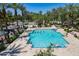 Aerial view of a community pool with ample seating and beautiful landscaping, perfect for residents to relax and socialize at 1086 S Nancy Ln, Gilbert, AZ 85296