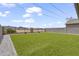 Expansive backyard with lush artificial turf, enclosed by a block fence and metal railing at 12105 W Wier Ave, Avondale, AZ 85323