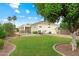 Expansive backyard boasts lush lawn, mature trees, and a sparkling pool for outdoor enjoyment at 2625 N 24Th St # 22, Mesa, AZ 85213