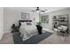Cozy bedroom with a ceiling fan, and natural light from the large window at 2648 E Teakwood Pl, Chandler, AZ 85249