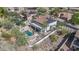 Aerial view of property including pool, mature trees and solar panels at 11446 E Sweetwater Ave, Scottsdale, AZ 85259