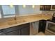 Kitchen with stainless steel appliances, neutral countertops, dark cabinets, and a dual basin sink at 19601 N 7Th N St # 1072, Phoenix, AZ 85024