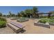 Community garden featuring raised garden beds, walking paths, and pergola-covered seating areas at 22463 E Desert Spoon Dr, Queen Creek, AZ 85142