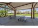 Community picnic area with multiple tables and views of a lush green space provides a relaxing outdoor experience at 22463 E Desert Spoon Dr, Queen Creek, AZ 85142