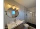 This updated bathroom features a vanity and walk-in shower at 2337 E Manhatton Dr, Tempe, AZ 85282
