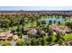 Expansive aerial view showcasing mature trees, manicured lawns, and a luxury home near a tranquil lake at 29 E Oakwood Hills Dr, Chandler, AZ 85248