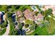 Overhead shot featuring a tile roof, meticulously maintained landscaping, swimming pool and fountain at 29 E Oakwood Hills Dr, Chandler, AZ 85248