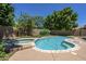 Lush backyard with a uniquely shaped pool and relaxing spa at 822 E Ross Ave, Phoenix, AZ 85024