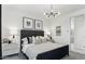 Stylishly decorated bedroom featuring a modern bed frame, decorative wall art, and contemporary lighting fixtures at 9815 S 11Th St, Phoenix, AZ 85042