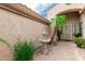 Serene courtyard with a water fountain, lush greenery, and a welcoming front entrance at 13204 W Palo Verde Dr, Litchfield Park, AZ 85340