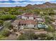 Attractive aerial view highlighting the estate home's large lot, pool, and mountain views at 20055 N 96Th Way, Scottsdale, AZ 85255