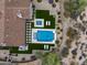 Bird's-eye view highlighting a gorgeous pool, hot tub, and surrounding landscaping, creating a backyard oasis at 20055 N 96Th Way, Scottsdale, AZ 85255