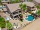 Aerial view of large backyard showcasing a pool, patio area and inviting outdoor space at 21841 N Ingram Ct, Maricopa, AZ 85138