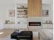 Stylish living room features a modern fireplace, built-in shelves, and cozy seating at 24645 N 117Th St, Scottsdale, AZ 85255