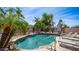 Sparkling backyard pool offers a serene oasis surrounded by lush tropical landscaping at 3103 S Benton --, Mesa, AZ 85212