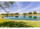 Scenic pond with a fountain and lush green surroundings, creating a peaceful atmosphere at 652 E Rojo Way, Gilbert, AZ 85297