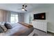 Bright main bedroom with a large dresser, TV, and access to the backyard at 7524 N Via Del Elemental --, Scottsdale, AZ 85258