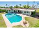 Overhead view showcasing a private pool and patio, surrounded by green lawn and landscaping at 1562 W Las Palmaritas Dr, Phoenix, AZ 85021