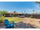 The backyard features a swim spa, green lawn, neutral toned exterior, and comfortable Adirondack chairs at 1814 W Thomas Rd, Phoenix, AZ 85015