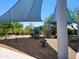 Community playground including covered play equipment on a wood chip base at 2754 S Apache Dr, Chandler, AZ 85286