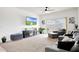 Cozy living room with neutral decor, fireplace and ample seating for entertaining guests at 30777 W Whitton Ave, Buckeye, AZ 85396