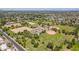 Aerial view showcases park with baseball fields, parking, and play areas within the neighborhood at 6231 E Desert Cove Ave, Scottsdale, AZ 85254