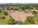 Aerial view shows neighborhood park with sports training space and an established community at 6231 E Desert Cove Ave, Scottsdale, AZ 85254