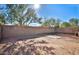 Spacious backyard featuring a block wall fence, desert landscaping, and mature trees for shade at 13241 W Desert Ln, Surprise, AZ 85374