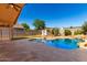 Backyard pool with concrete patio, desert landscaping, and privacy fence offers a serene outdoor space at 22615 N 31St Dr, Phoenix, AZ 85027