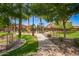 Community playground with green artificial turf and several park benches for relaxation at 3460 E Lynx Pl, Chandler, AZ 85249