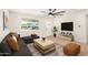 Comfortable living room with large window, dark sofa, and a wooden coffee table at 1368 W 14Th St, Tempe, AZ 85281