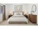 A staged bedroom featuring neutral colors, a bed, and matching nightstands at 20644 N 30Th Dr, Phoenix, AZ 85027