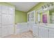 Bright bathroom with double vanity and tub shower combo at 215 N Power Rd # 33, Mesa, AZ 85205