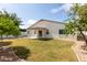 Home's backyard features lush green grass, a covered patio and privacy at 3307 E Roveen Ave, Phoenix, AZ 85032