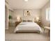 Bright bedroom features a comfortable queen-size bed, nightstands, lamps, neutral decor, and a large window for natural light at 3307 E Roveen Ave, Phoenix, AZ 85032
